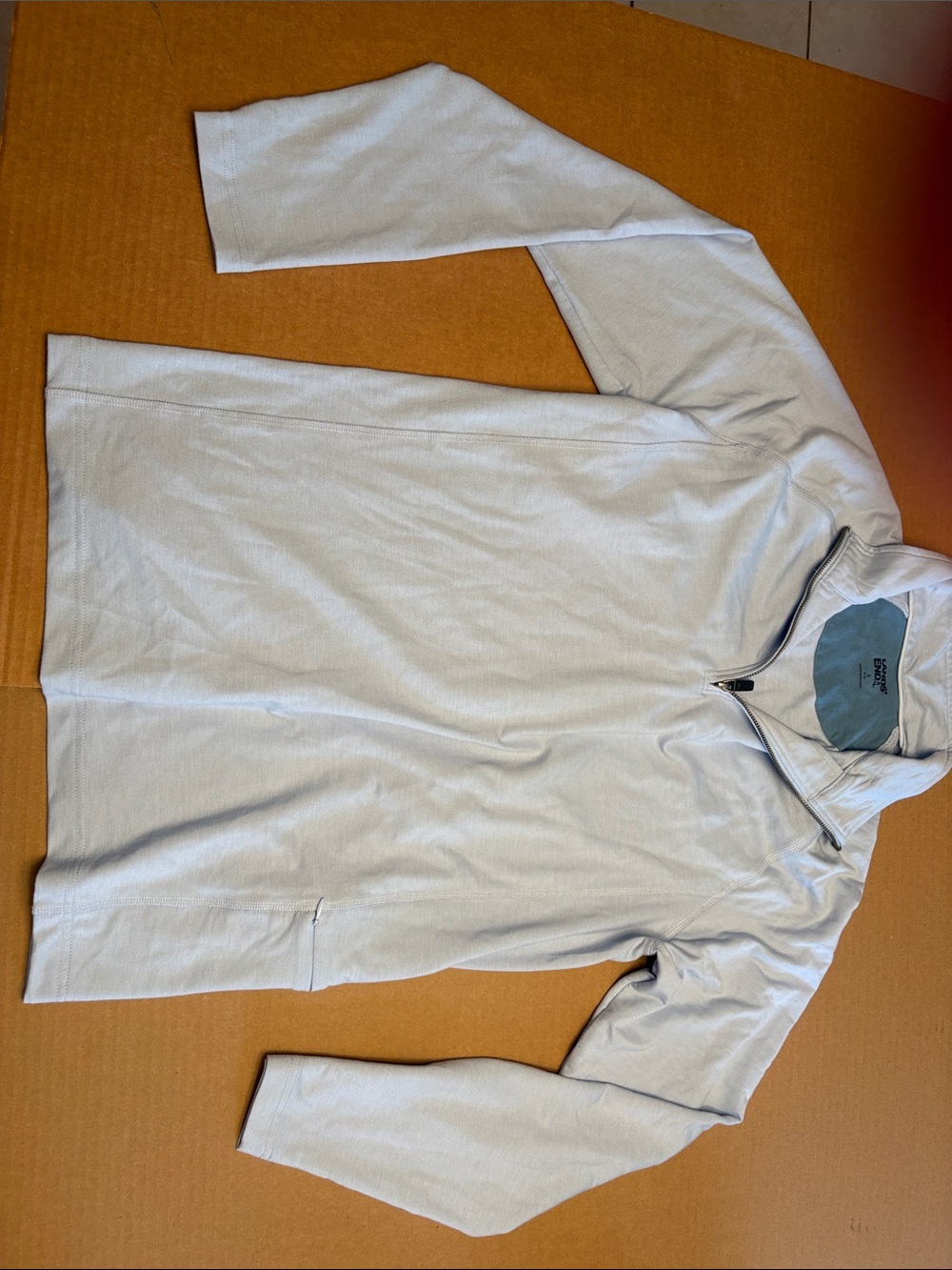 Lands' End Light Blue Quarter-Zip Long Sleeve Polo